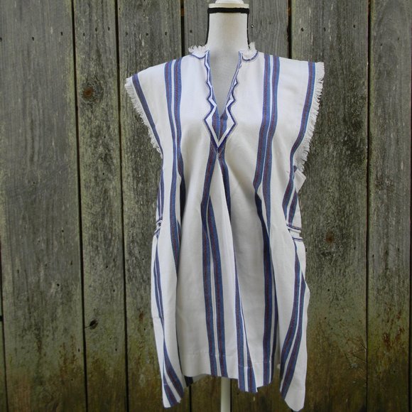 Isabel Marant Dresses & Skirts - ISABEL ETOILE MARANT GORGEOUS COTTON STRIPED FRINGED V-NECK DRESS RESORT SZ 0